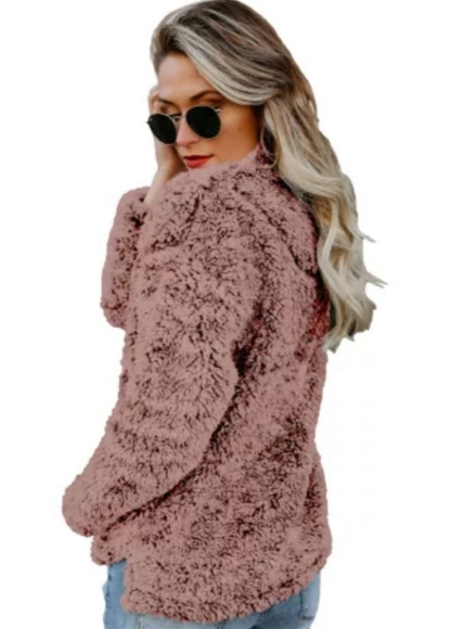 CLEARANCE New Boutique Pink Fleece Pullover Coat - Picture 2 of 5